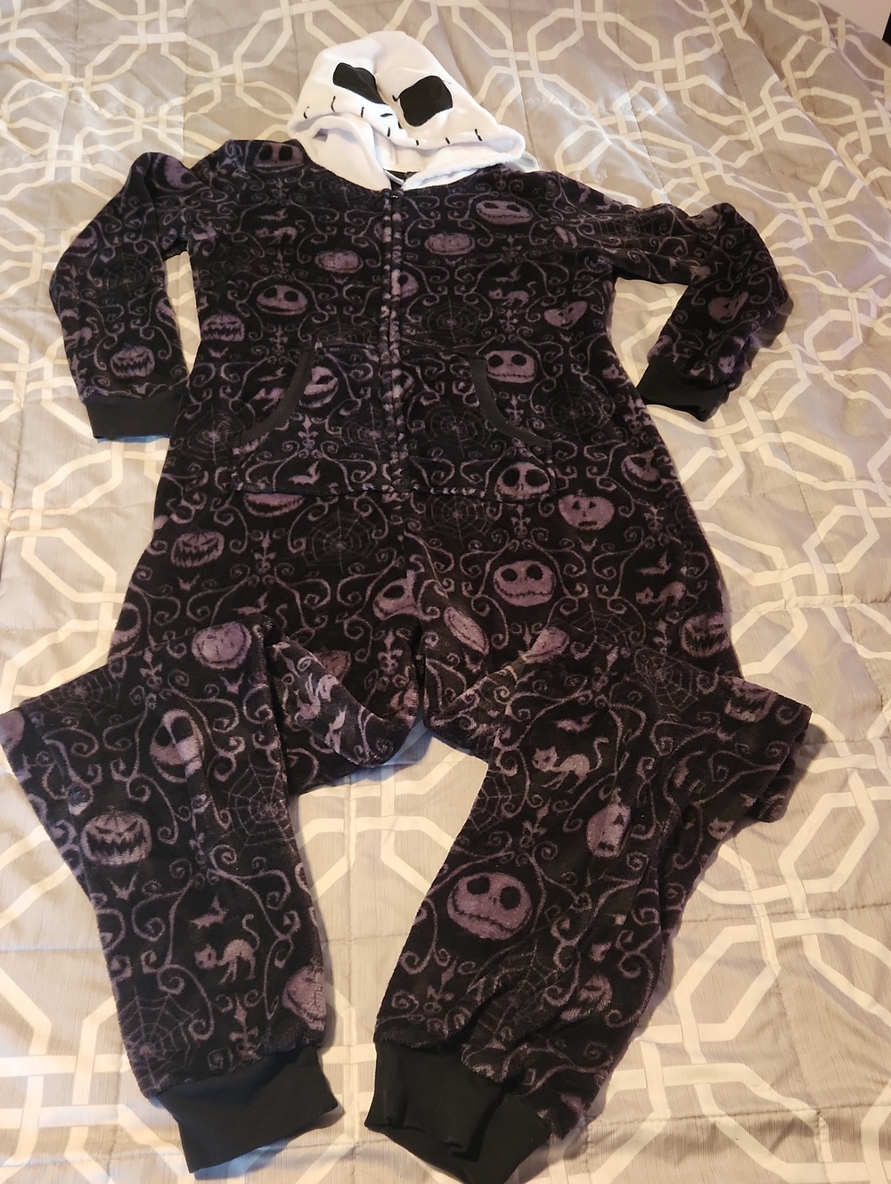 Disney Nightmare  Before Christmas Fleece One-Piece Hoodie Pajamas